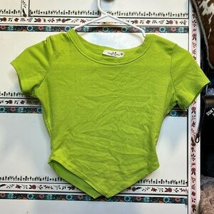 Cropped t shirt, green, xs